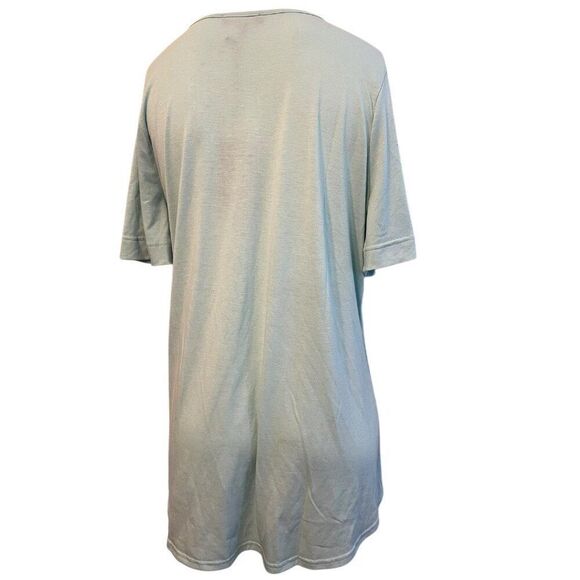 DG2 by Diane Gilman Ladies Medium Jacquard Short Sleeve T Shirt Turquoise NWT - Picture 2 of 4